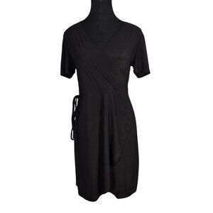 NWOT | Star Vixen Black Short Sleeve Faux-Wrap Dress | Professional | P-S